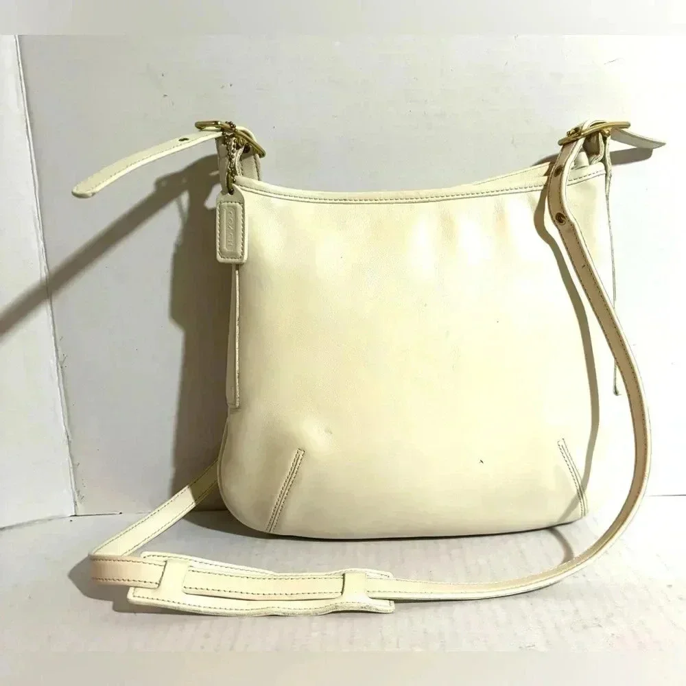 Coach vintage white leather crossbody handbag